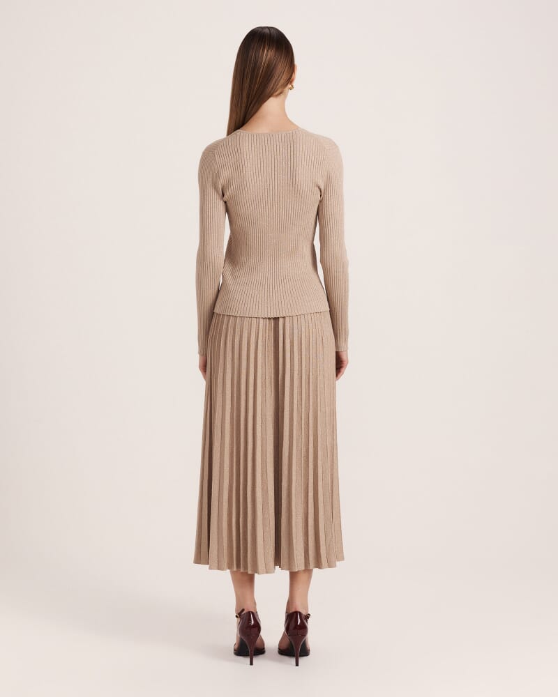 Mariya Sparkling Long Sleeve Top in GOLD