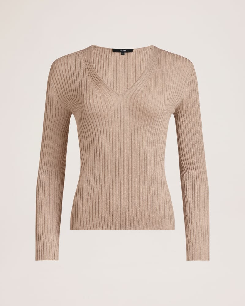 Mariya Sparkling Long Sleeve Top in GOLD