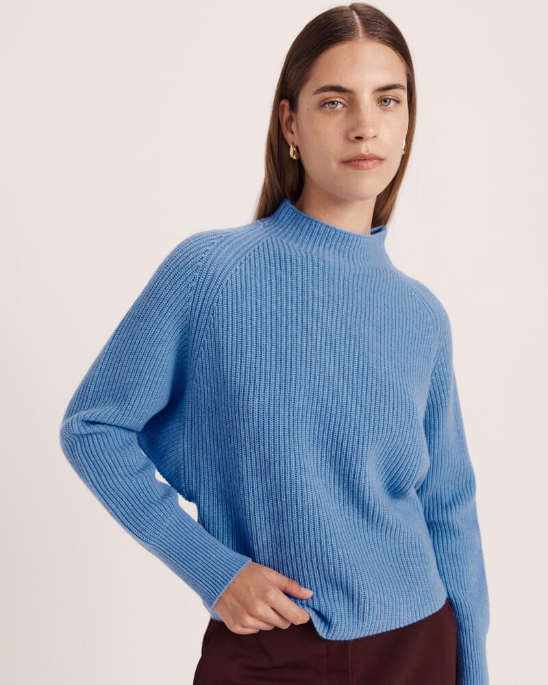 Nora Wool Cashmere Batwing Knit in BLUEBELL
