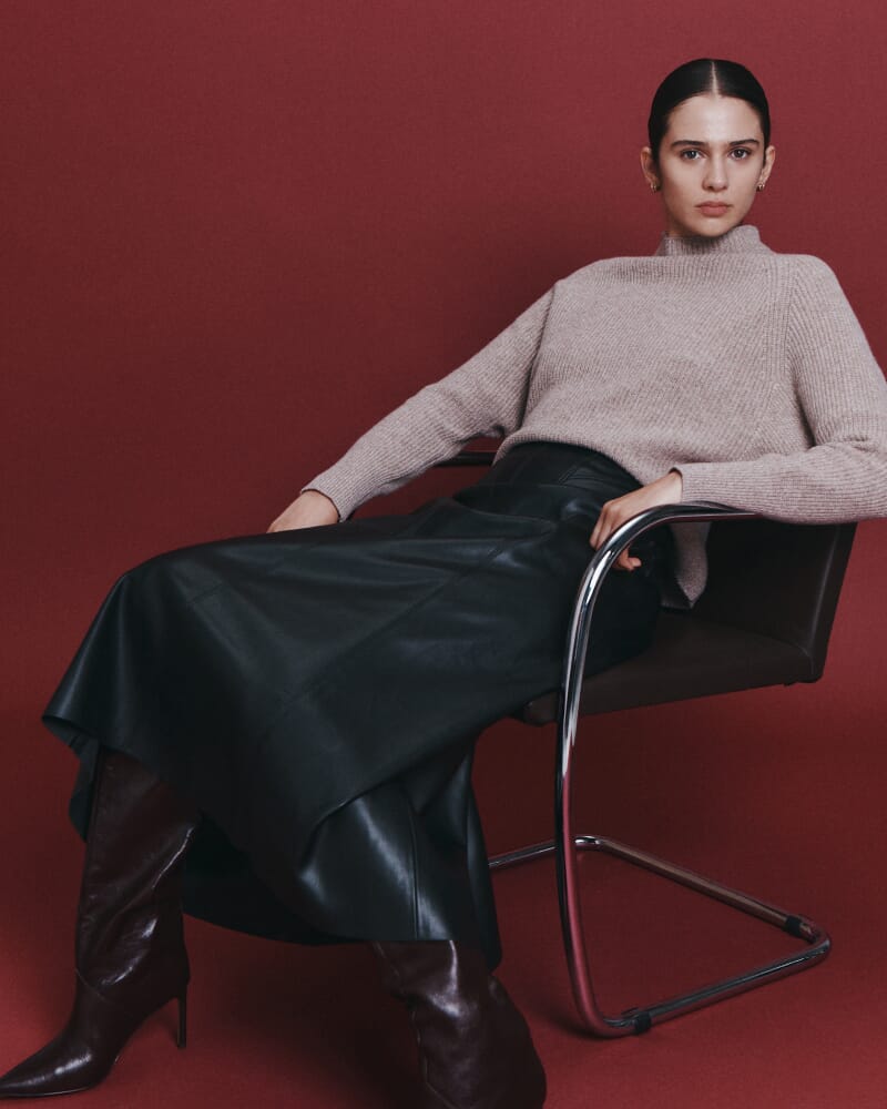 Nora Wool Cashmere Batwing Knit in OATMEAL MELANGE