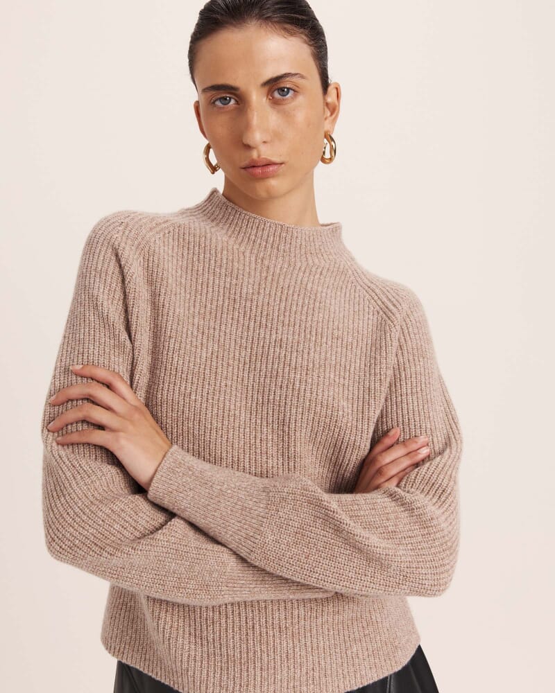 Nora Wool Cashmere Batwing Knit in OATMEAL MELANGE