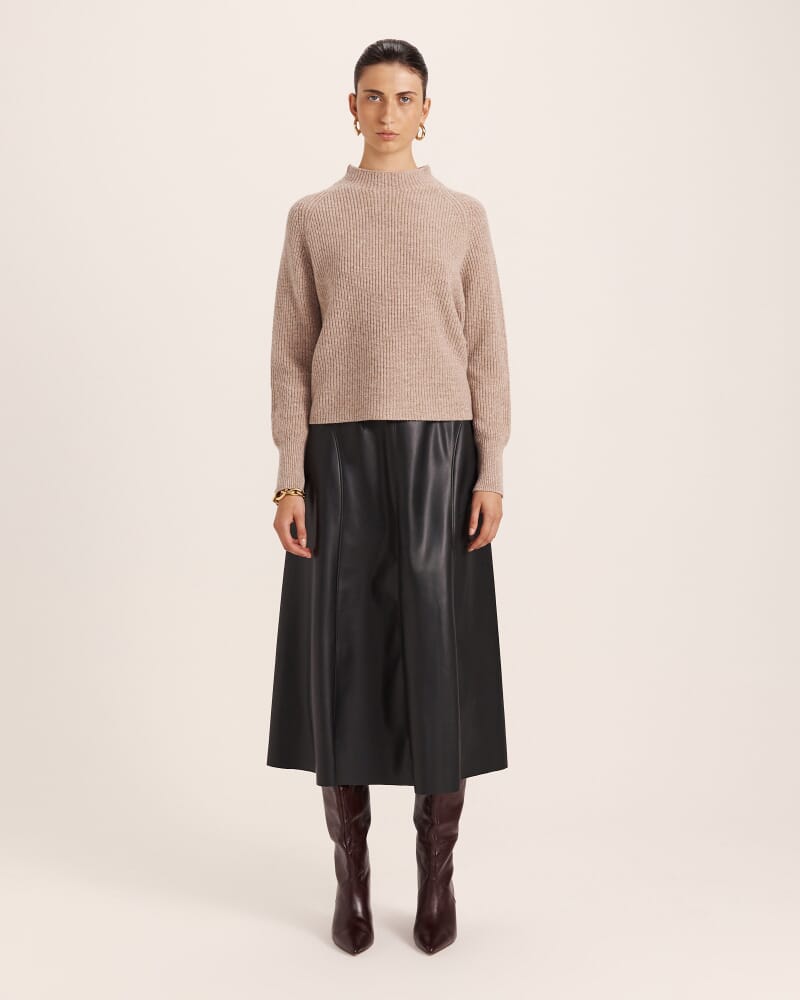 Nora Wool Cashmere Batwing Knit in OATMEAL MELANGE