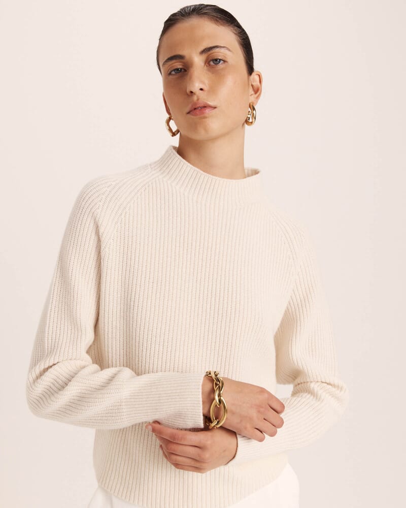 Nora Wool Cashmere Batwing Knit in VANILLA