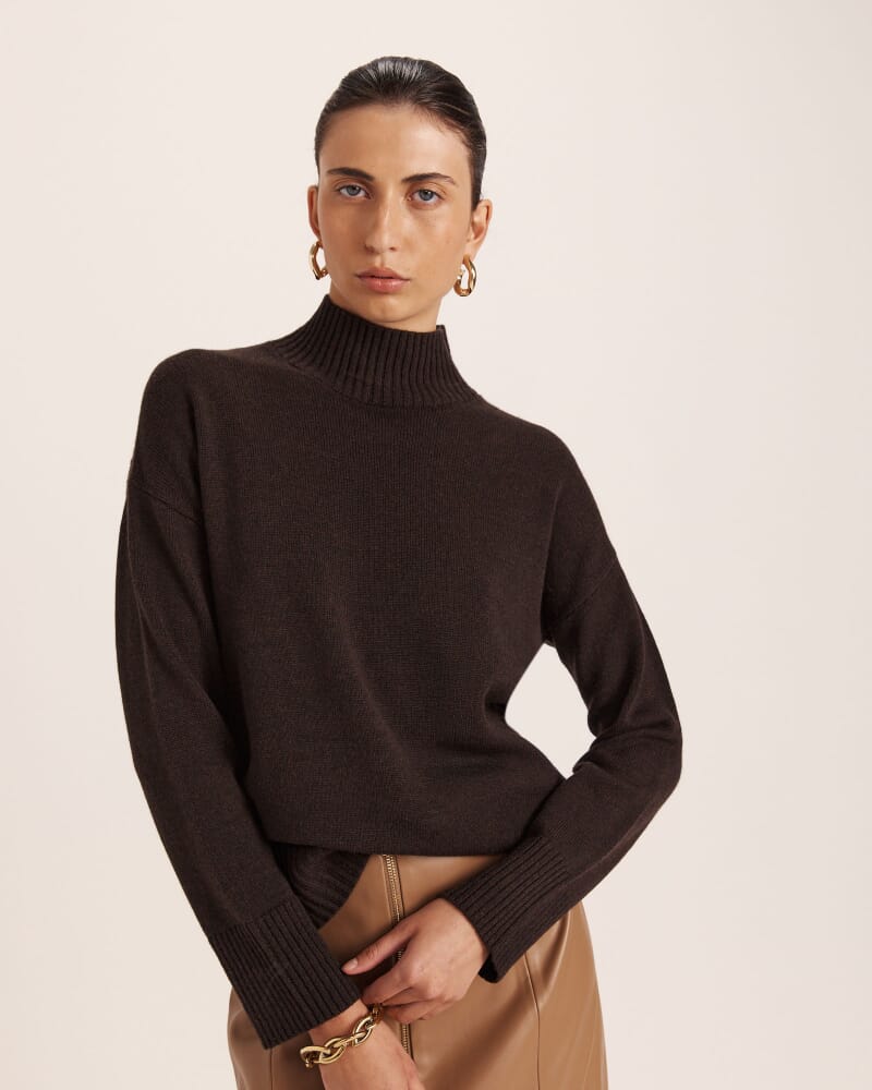 Nyree Wool Cashmere Sweater in CHOCOLATE