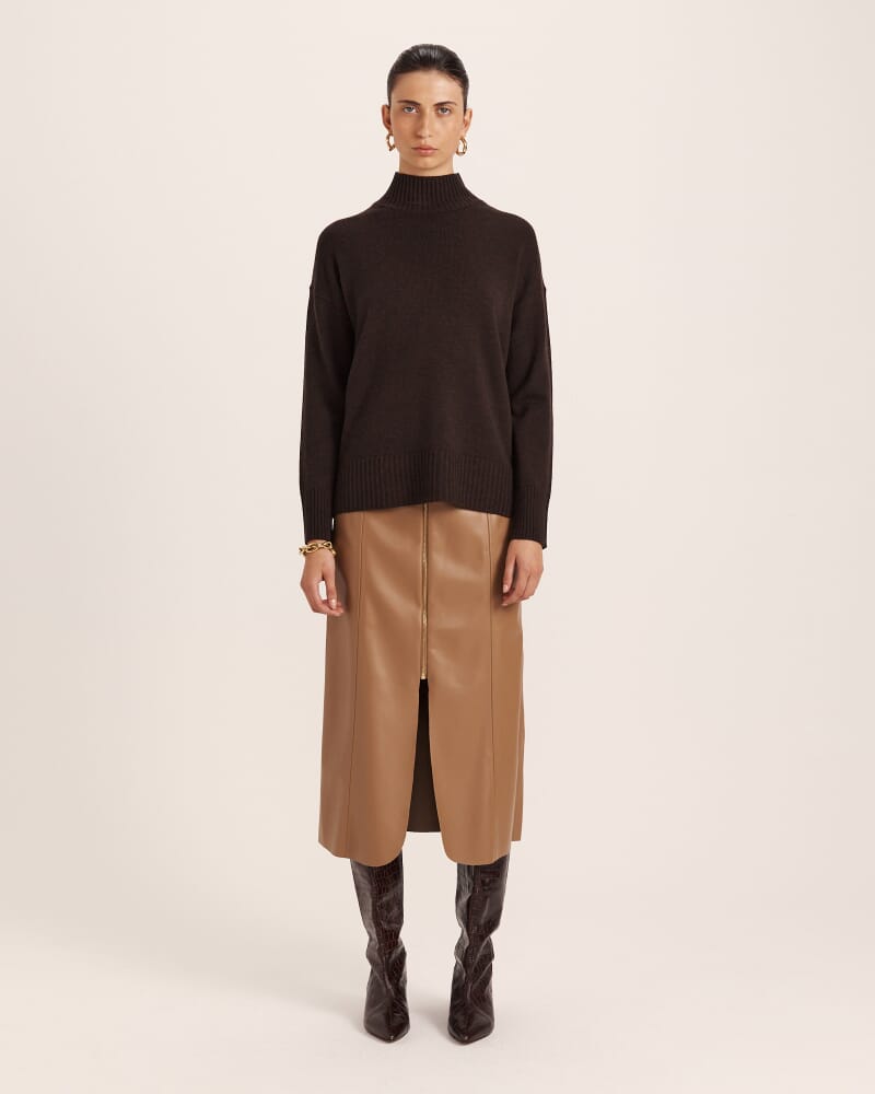 Nyree Wool Cashmere Sweater in CHOCOLATE