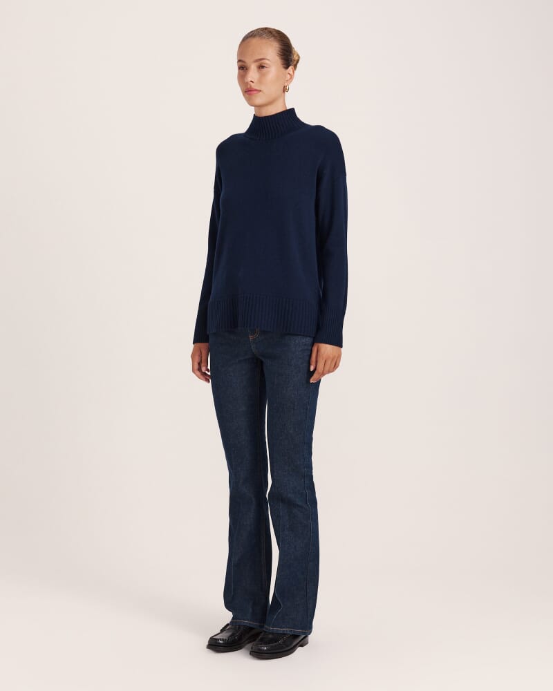 Nyree Wool Cashmere Sweater in MIDNIGHT