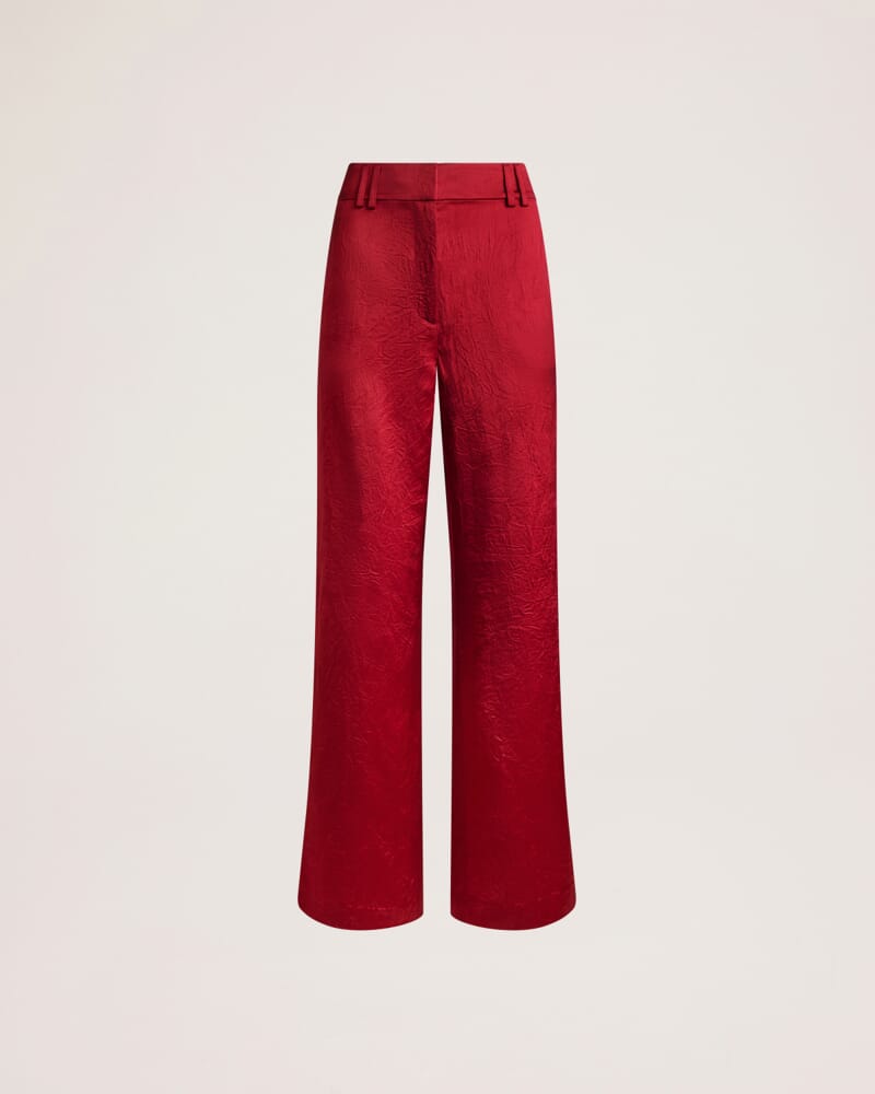 Ivana Wide Leg Crinkle Pant in RUBY