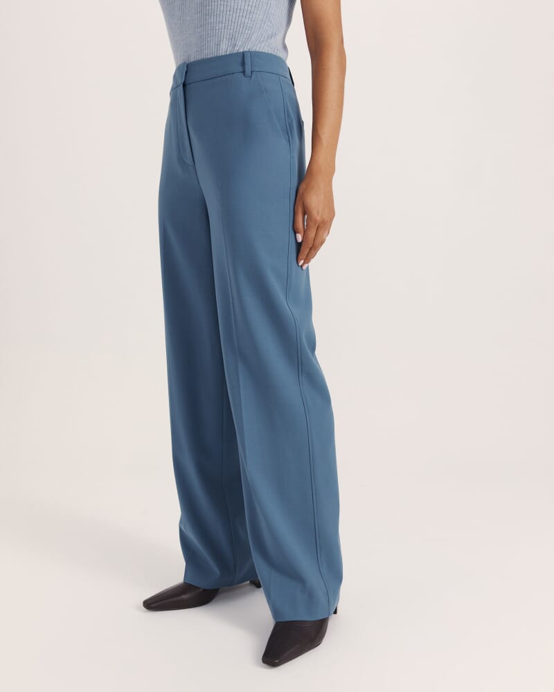 Celeste Wool Straight Leg Pant in STEEL BLUE