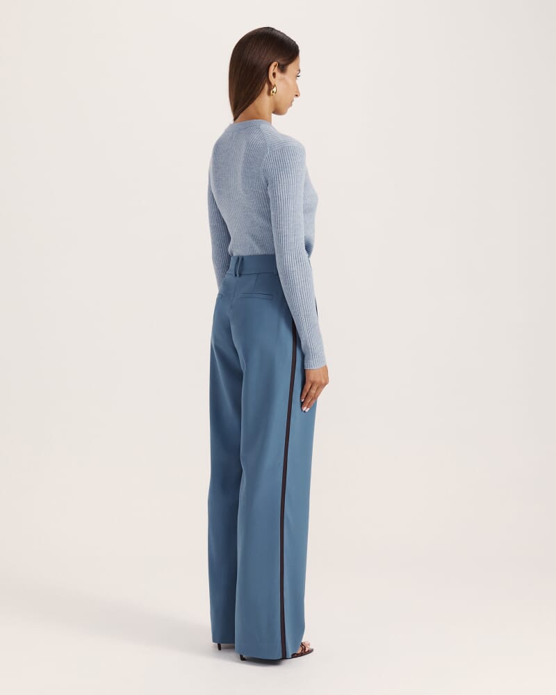 Celeste Wool Pleat Front Pant in STEEL BLUE