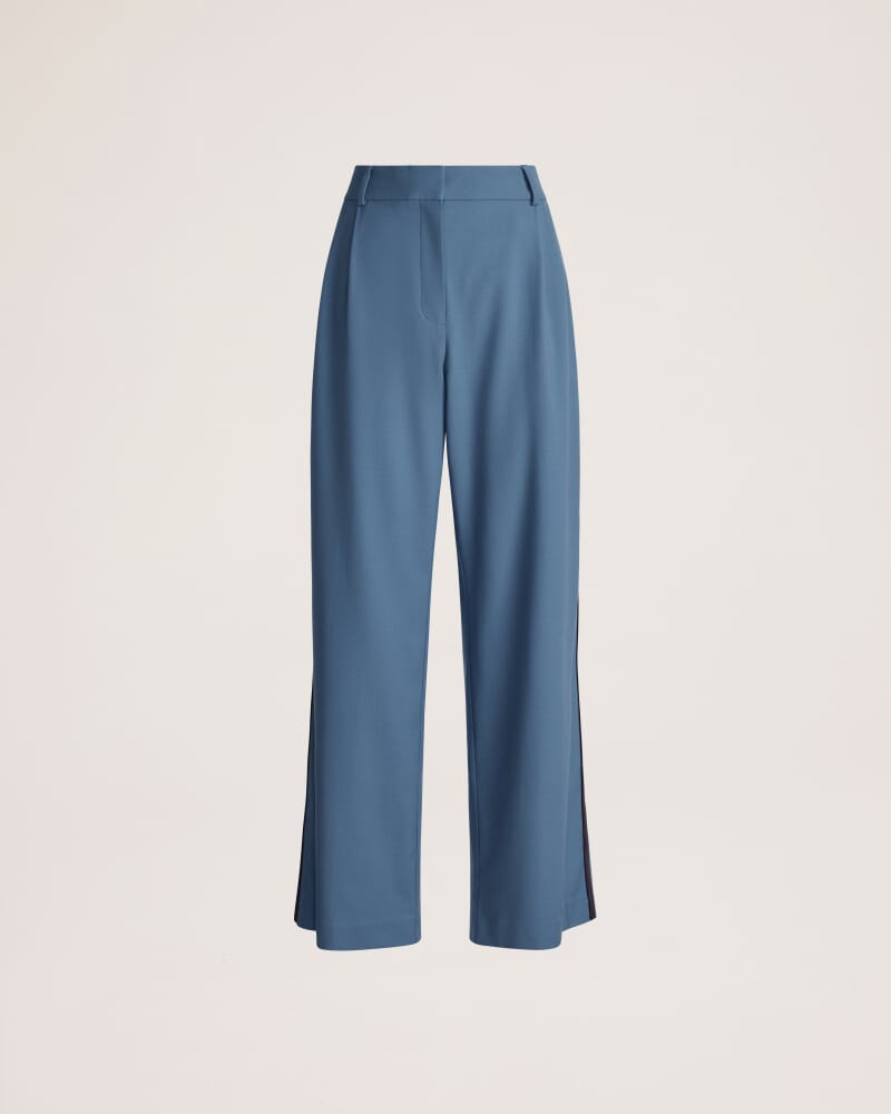 Celeste Wool Pleat Front Pant in STEEL BLUE