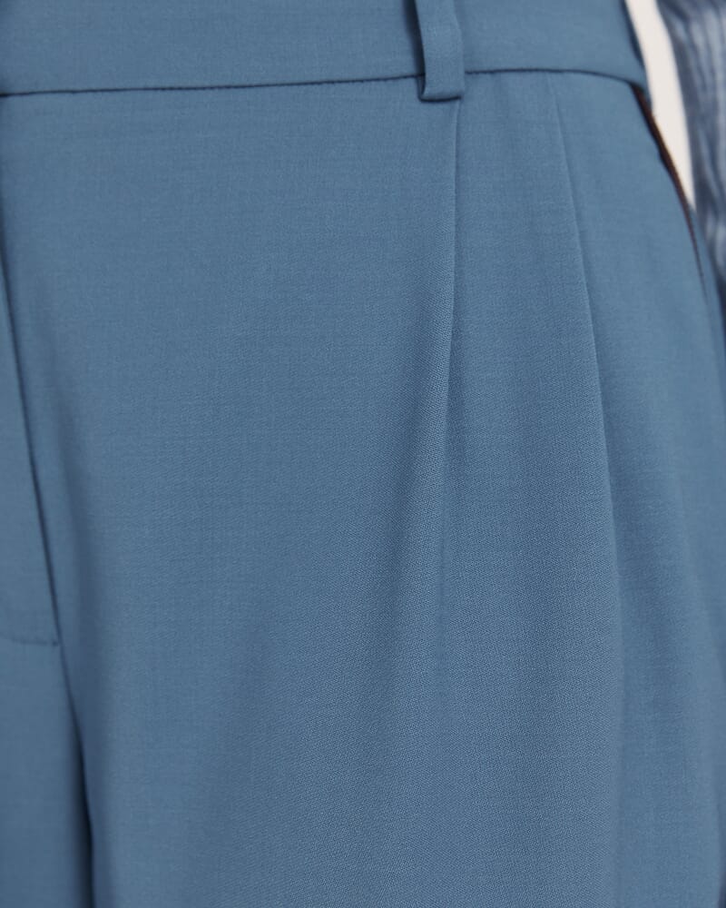 Celeste Wool Pleat Front Pant in STEEL BLUE