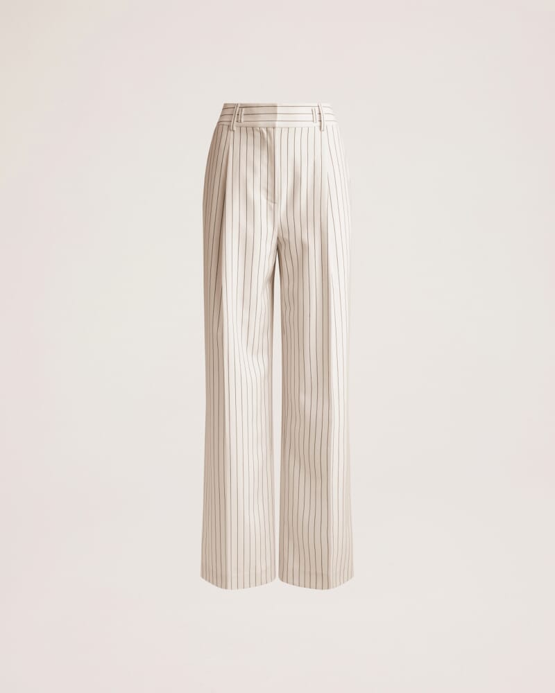 Polly Pinstripe Pleat Front Pant in CREME