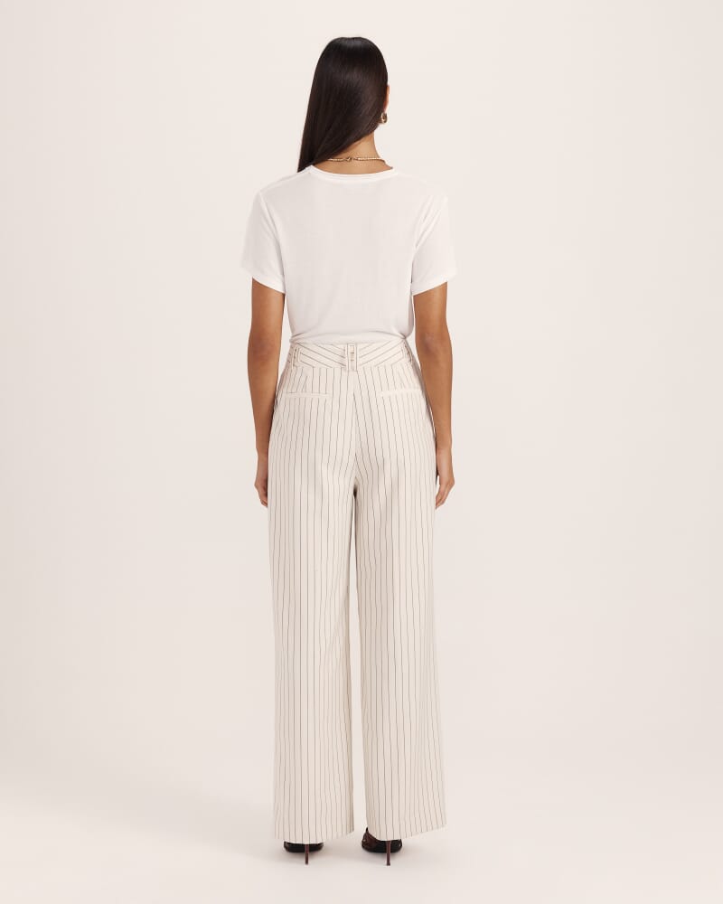 Polly Pinstripe Pleat Front Pant in CREME
