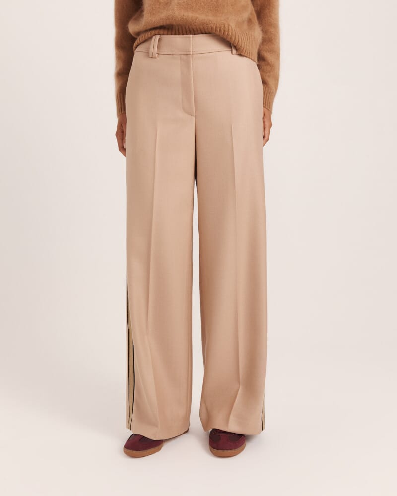 Prudence Wool Wide Leg Pant in BISCUIT