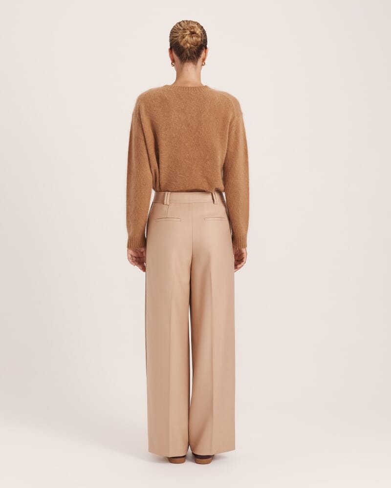 Prudence Wool Wide Leg Pant in BISCUIT