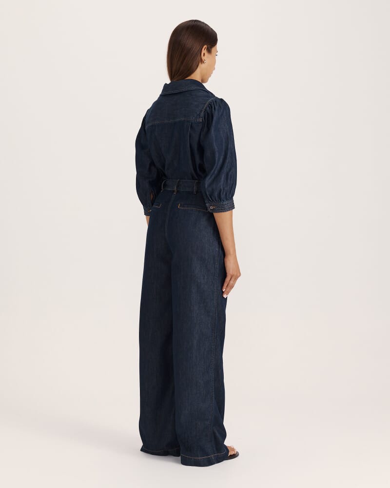 Bridie Wide Leg Trouser in BLUE/BLACK WASH