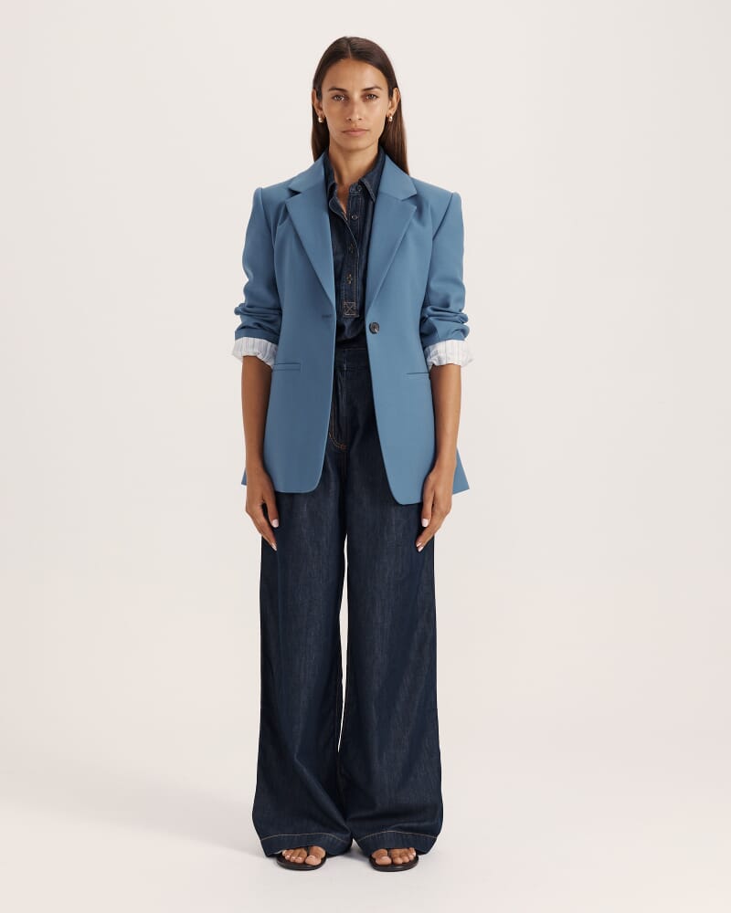 Bridie Wide Leg Trouser in BLUE/BLACK WASH