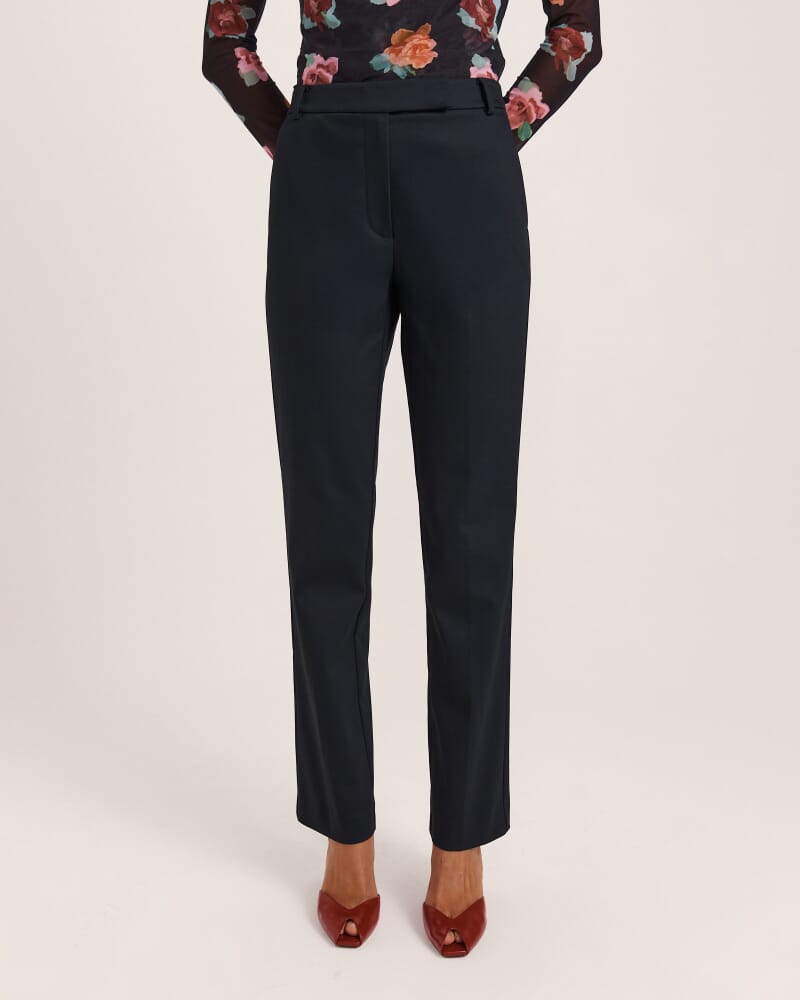 Tia Pintuck Slim Leg Pant in BLACK