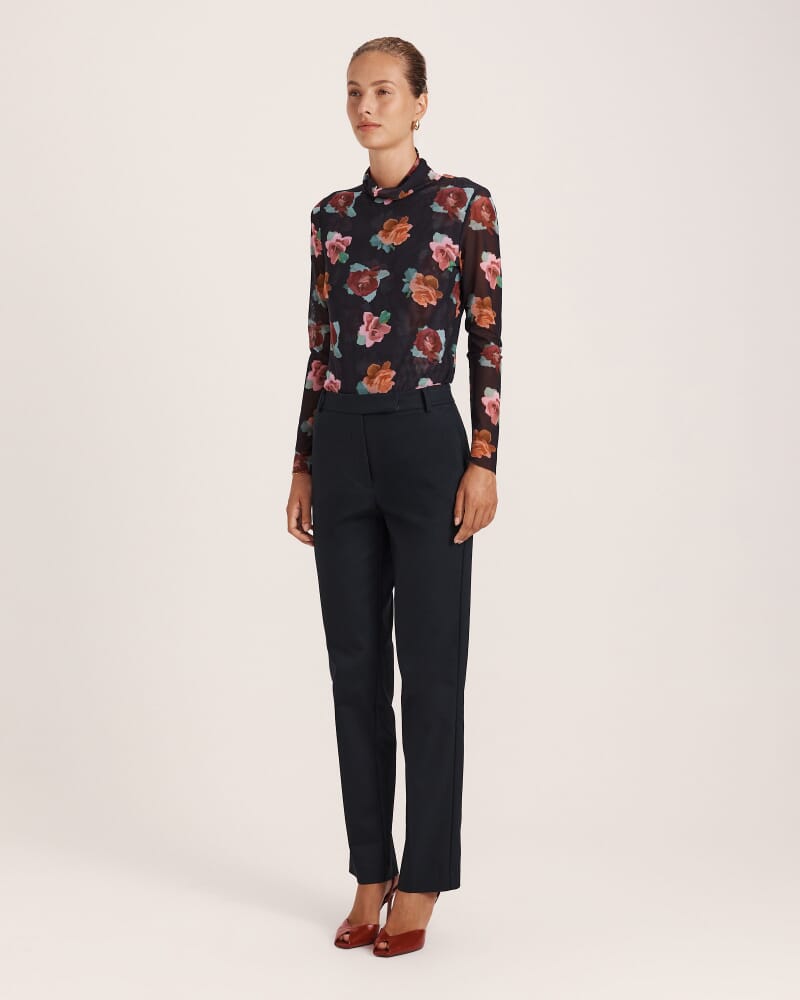 Tia Pintuck Slim Leg Pant in BLACK