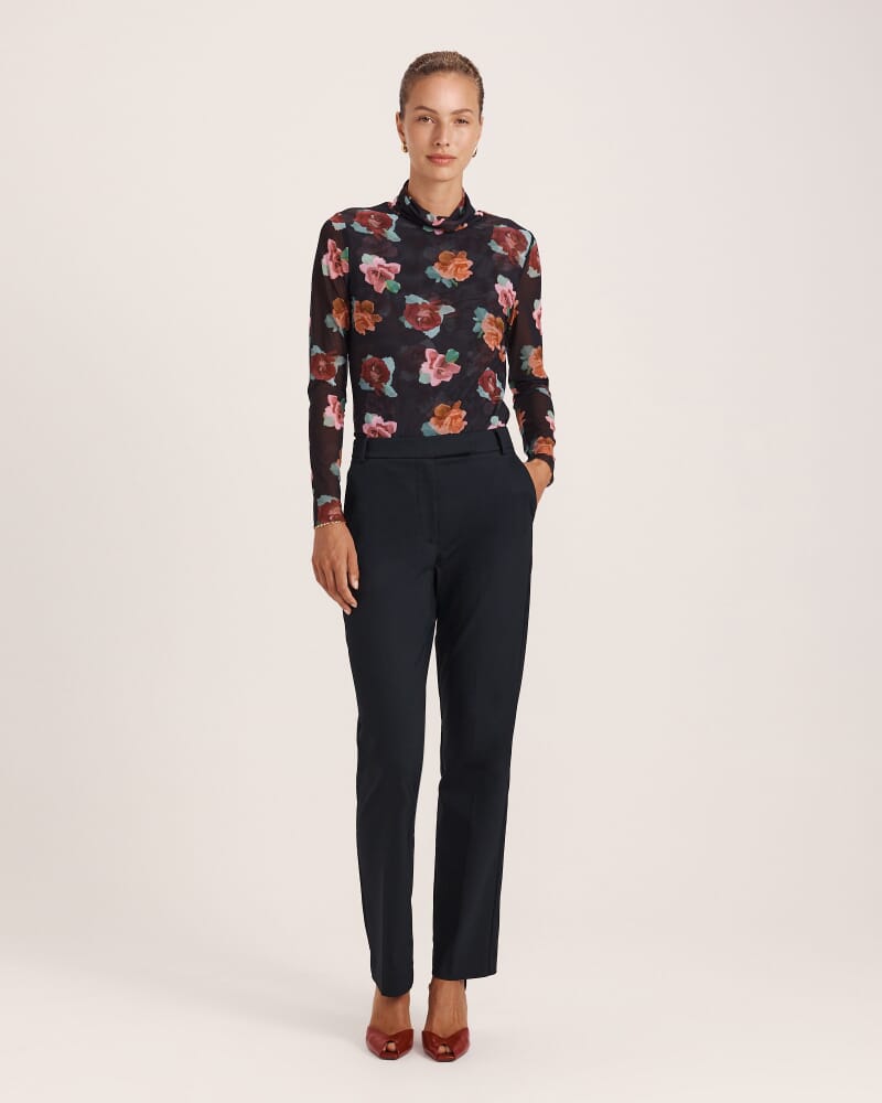 Tia Pintuck Slim Leg Pant in BLACK