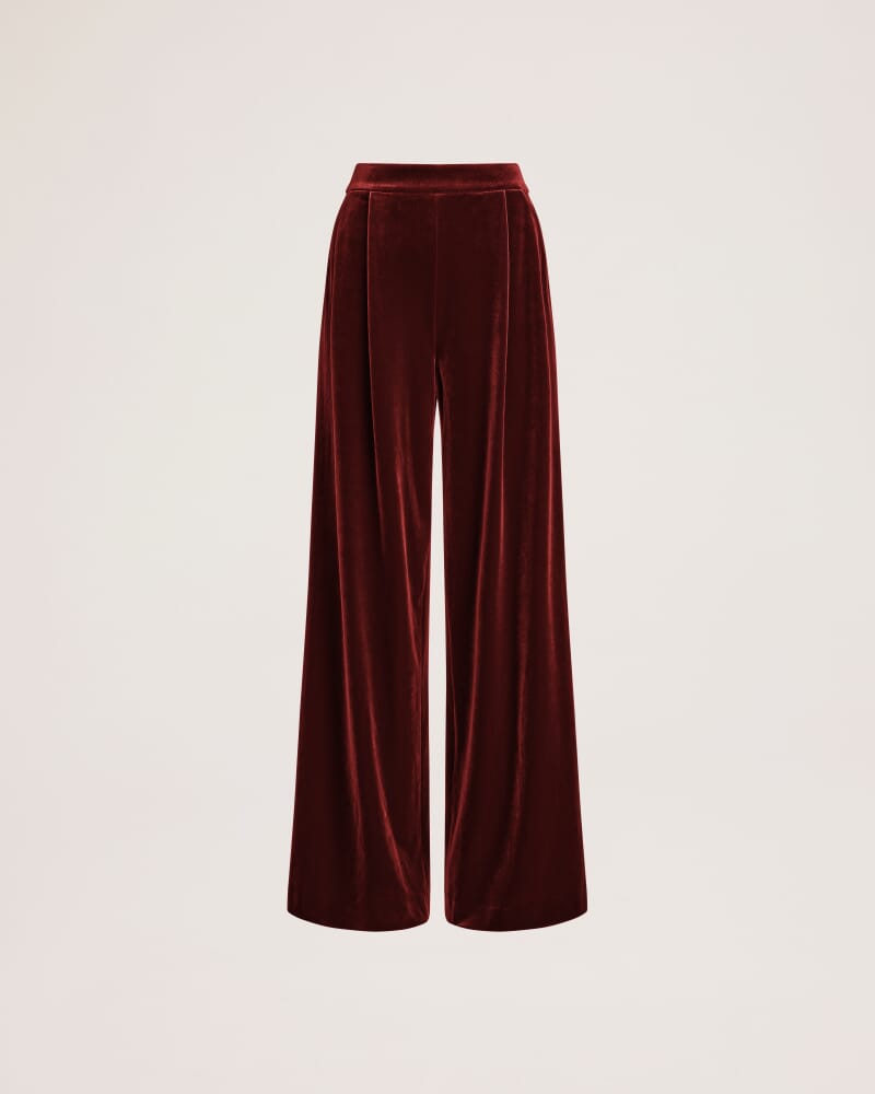 Lea Velvet Pleat Front Pant in GARNET