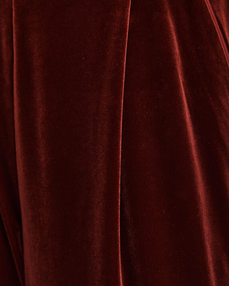 Lea Velvet Pleat Front Pant in GARNET