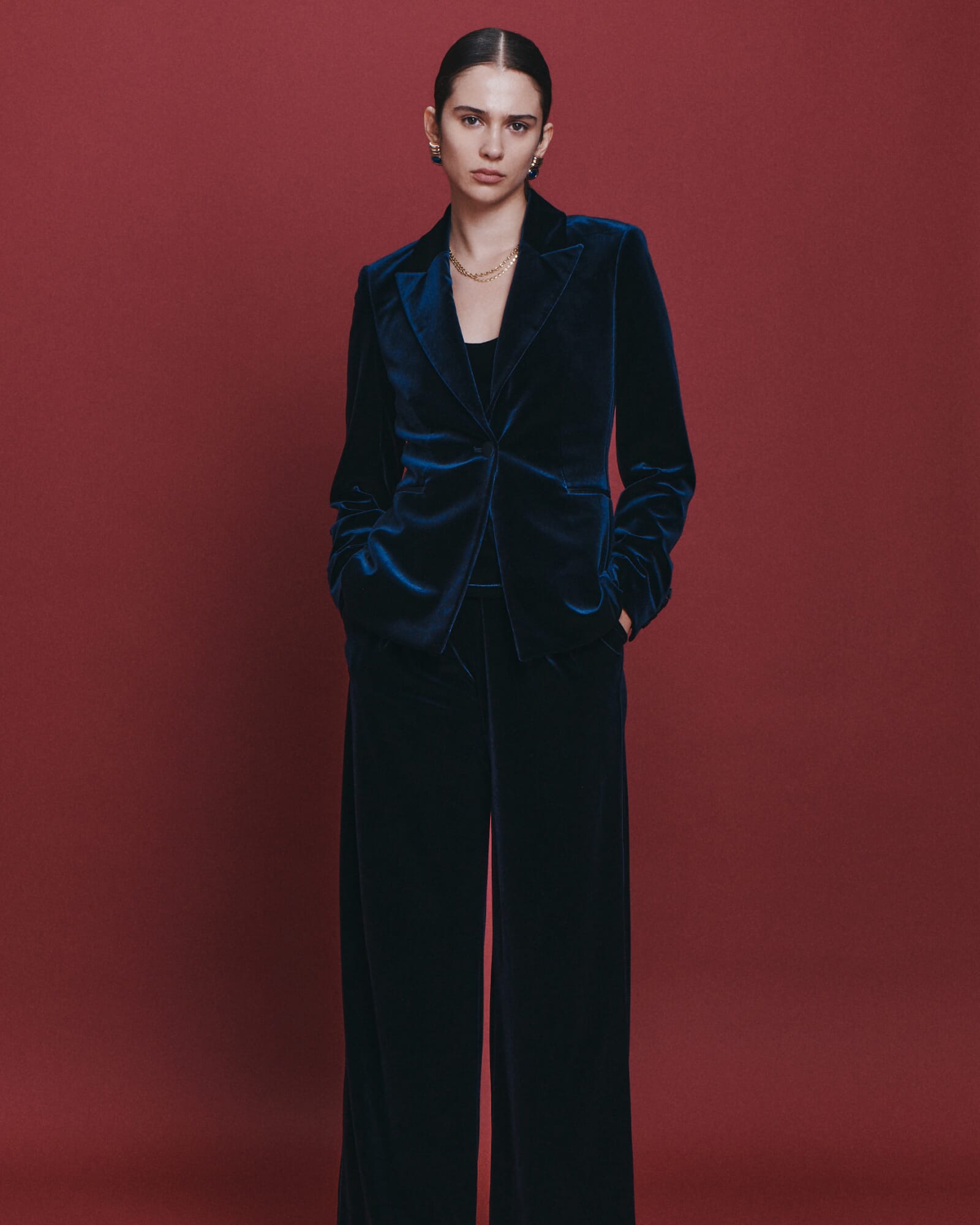 Lea Velvet Pleat Front Pant