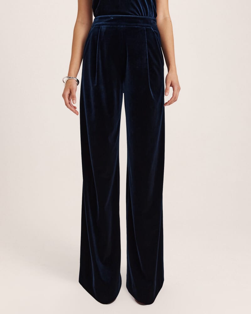 Lea Velvet Pleat Front Pant in ROYAL BLUE