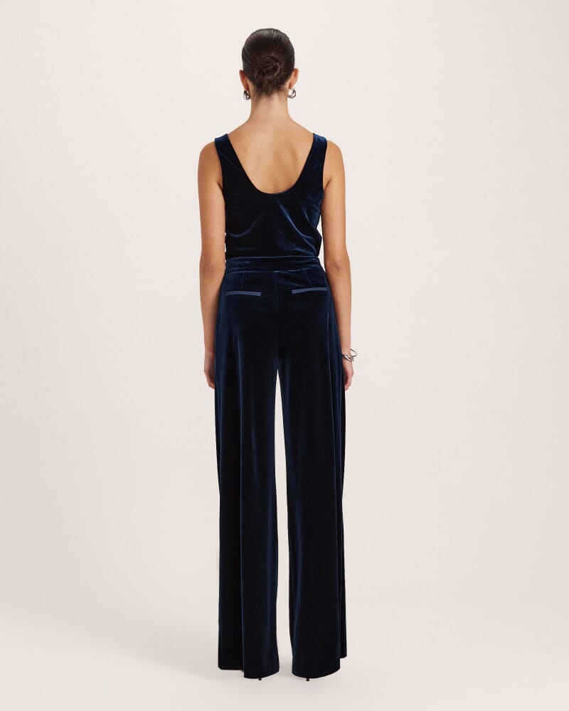 Lea Velvet Pleat Front Pant in ROYAL BLUE