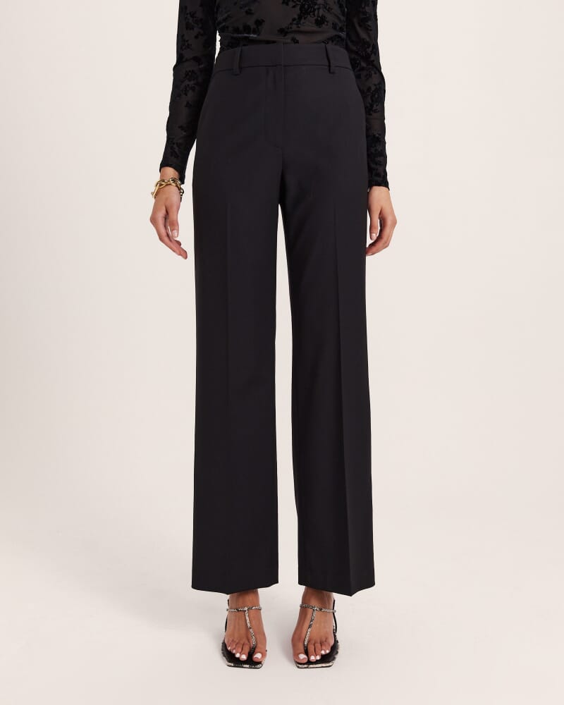 Celeste Wool Straight Leg Pant in BLACK