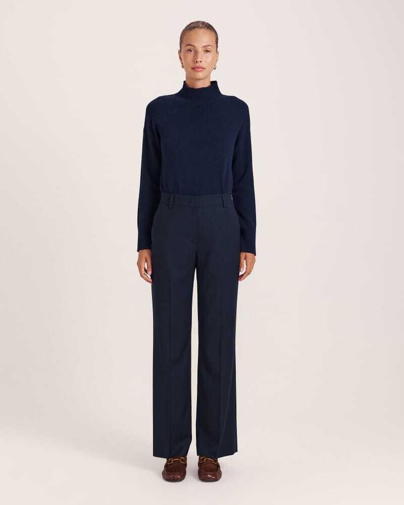 Celeste Wool Straight Leg Pant in FRENCH NAVY