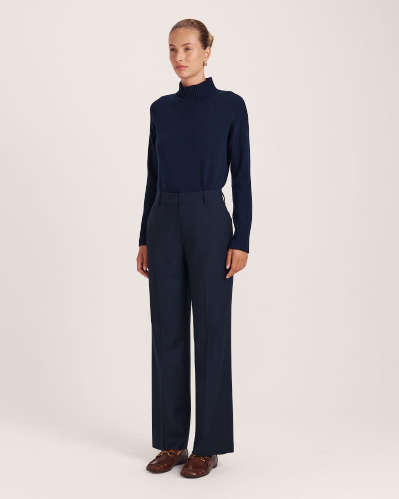 Celeste Wool Straight Leg Pant in FRENCH NAVY
