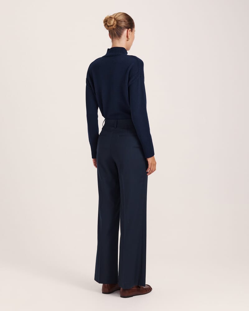 Celeste Wool Straight Leg Pant in FRENCH NAVY