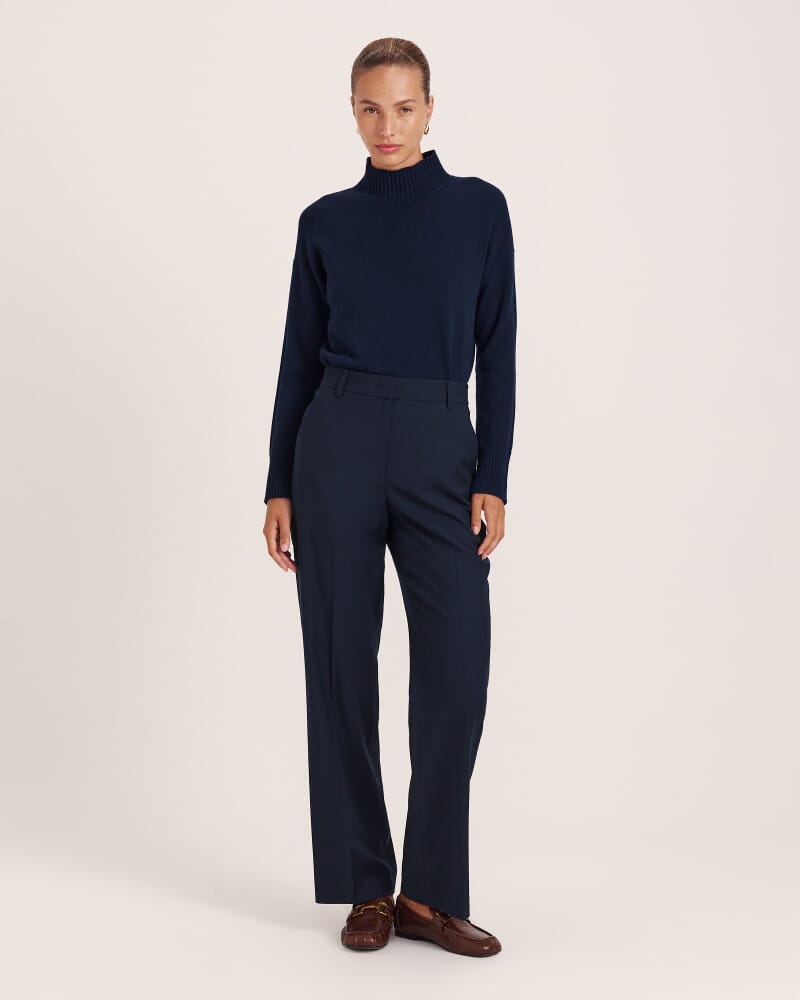 Celeste Wool Straight Leg Pant in FRENCH NAVY