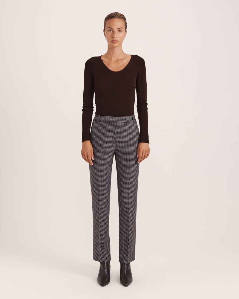 Jill Check Slim Leg Pant in CAROB