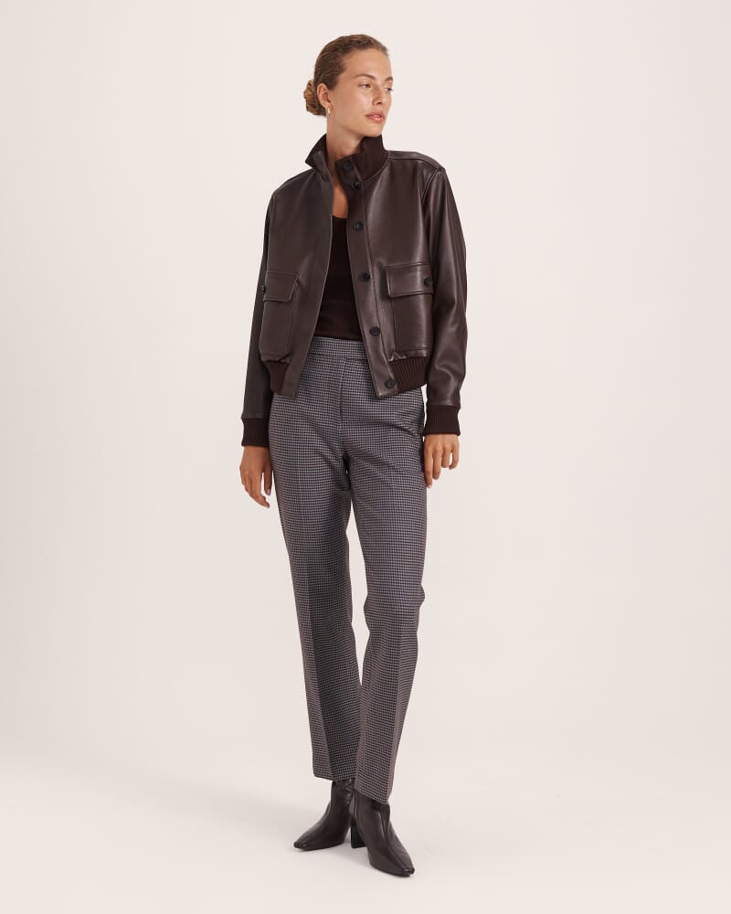 Jill Check Slim Leg Pant in CAROB