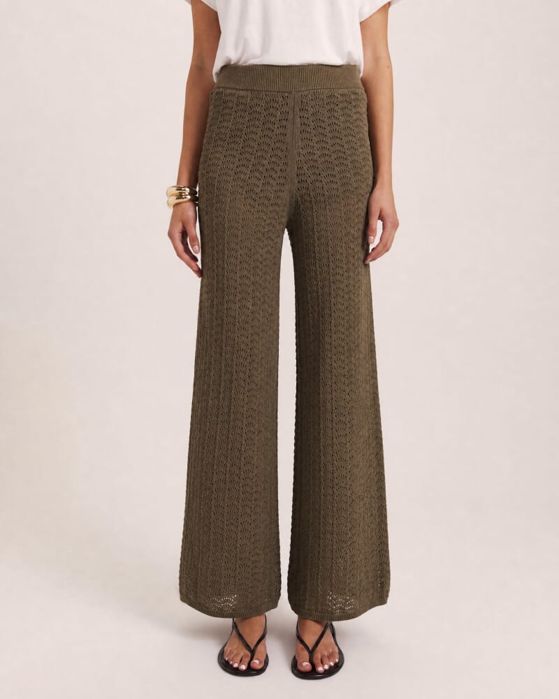Prue Cotton Crochet Pant in KHAKI