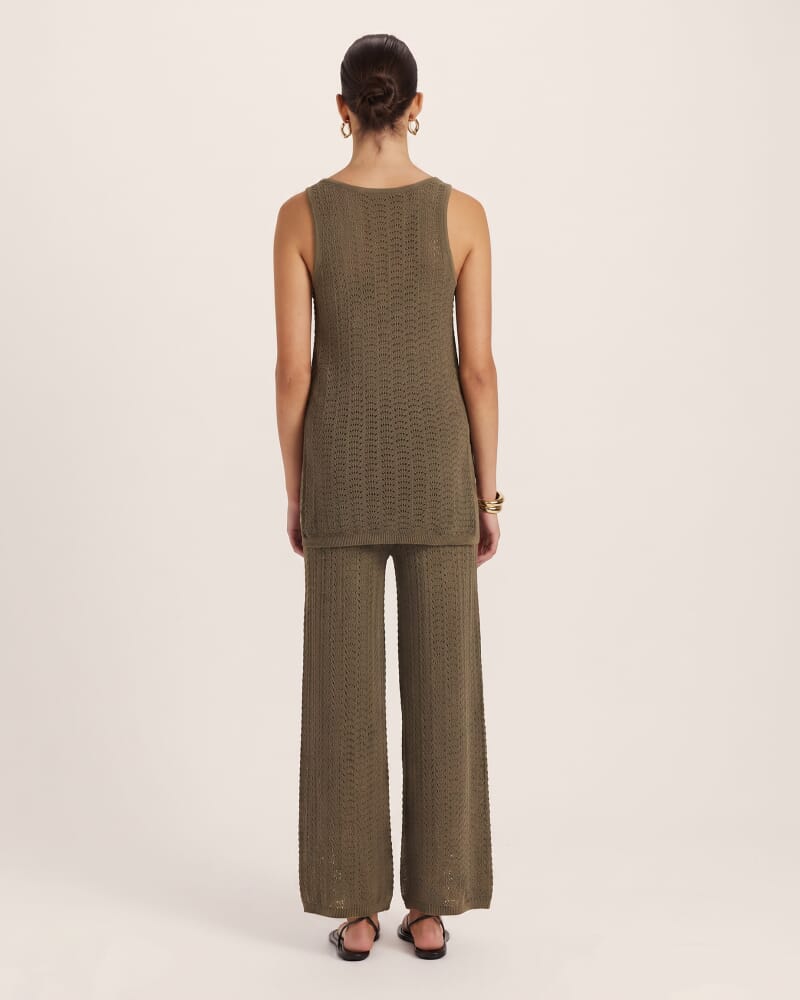 Prue Cotton Crochet Pant in KHAKI