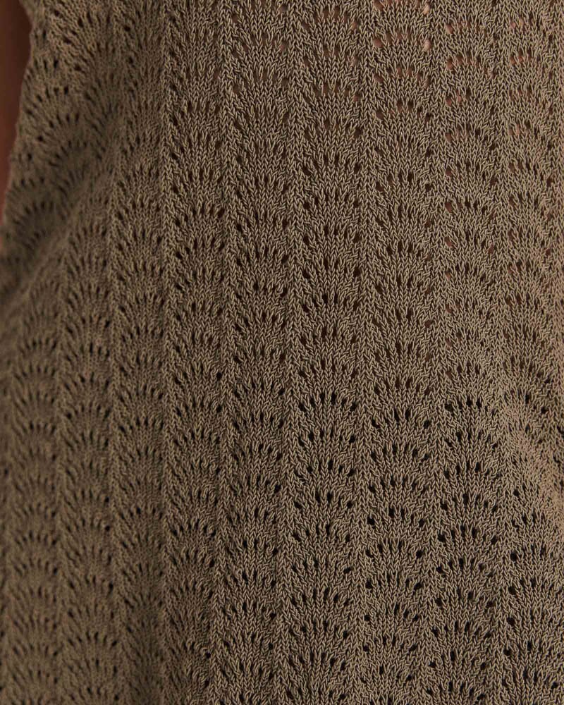Prue Cotton Crochet Pant in KHAKI