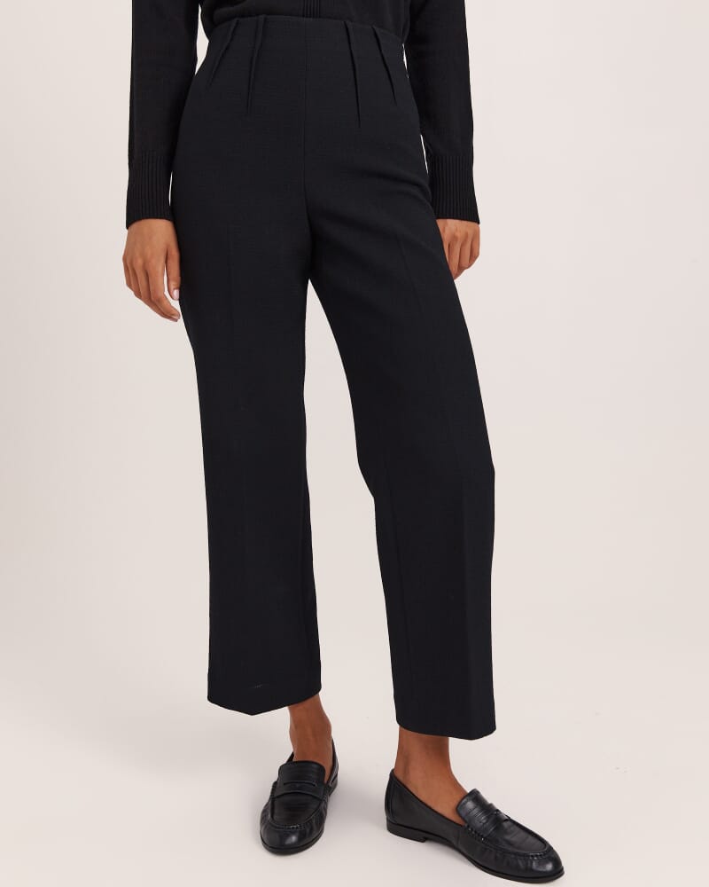 Raya Wool Crop Wide Leg Pant in BLACK