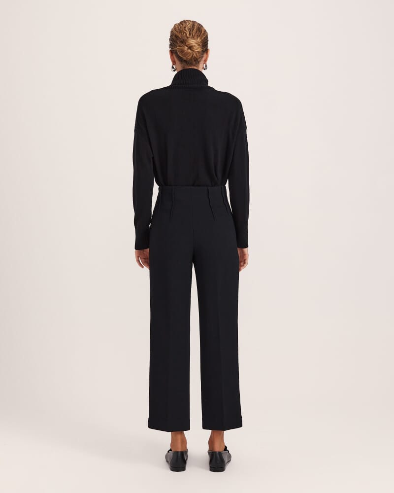 Raya Wool Crop Wide Leg Pant in BLACK