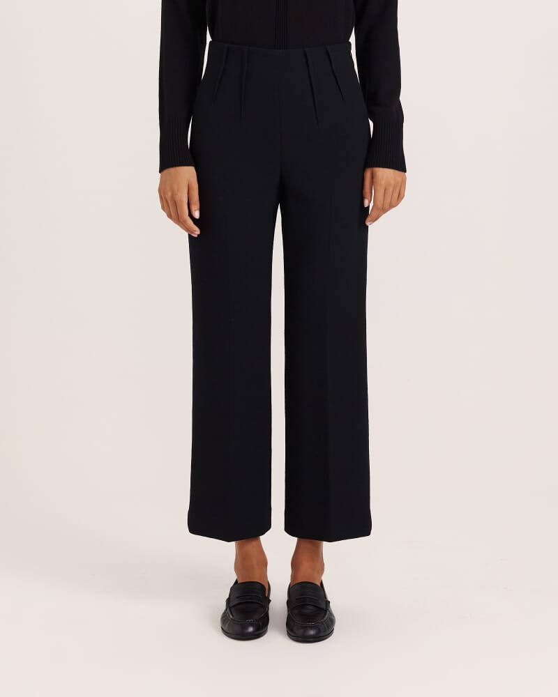 Raya Wool Crop Wide Leg Pant in BLACK