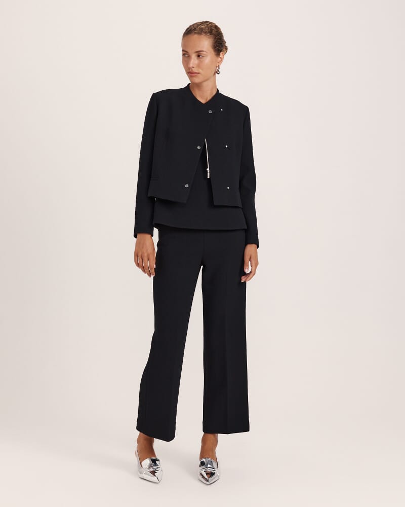 Raya Wool Crop Wide Leg Pant in BLACK