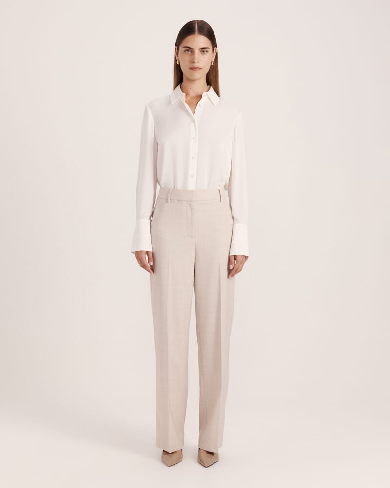 Celeste Wool Straight Leg Pant in OATMEAL MELANGE