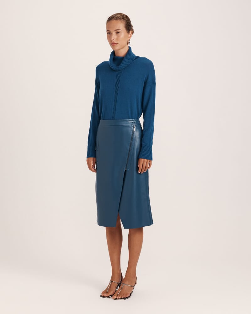 Viv Faux Leather Wrap Skirt in PEACOCK