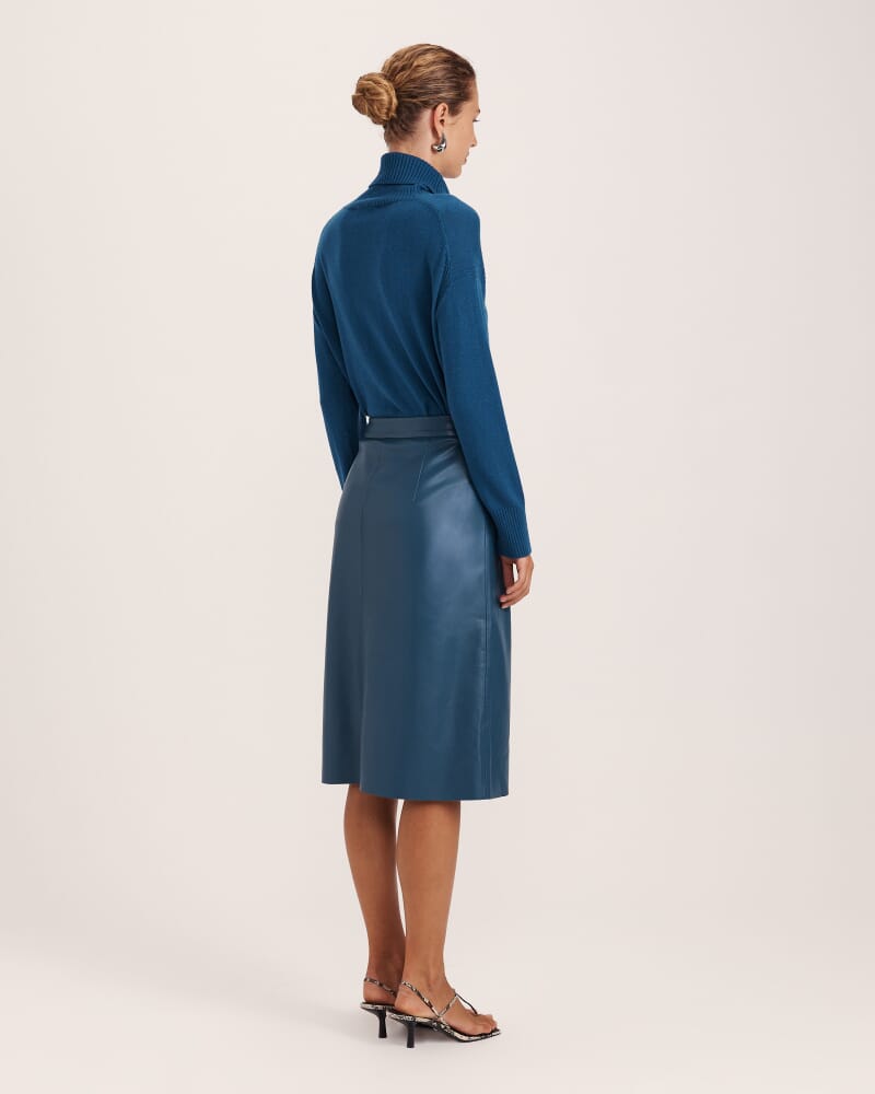 Viv Faux Leather Wrap Skirt in PEACOCK