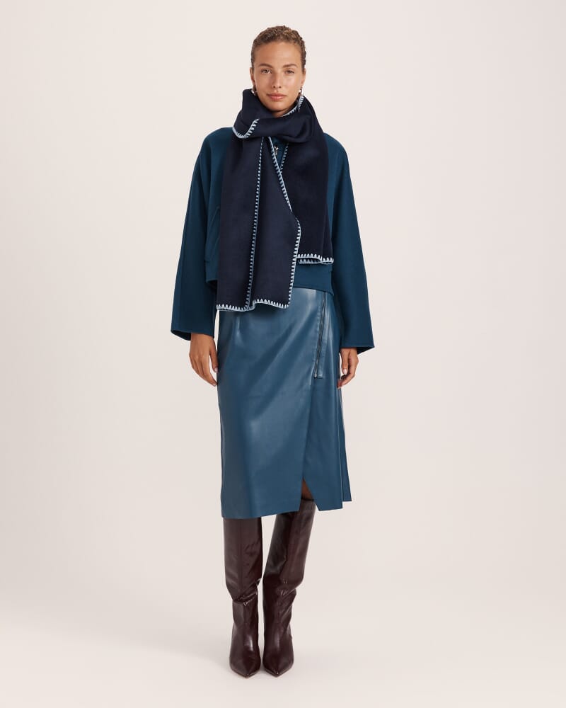 Viv Faux Leather Wrap Skirt in PEACOCK