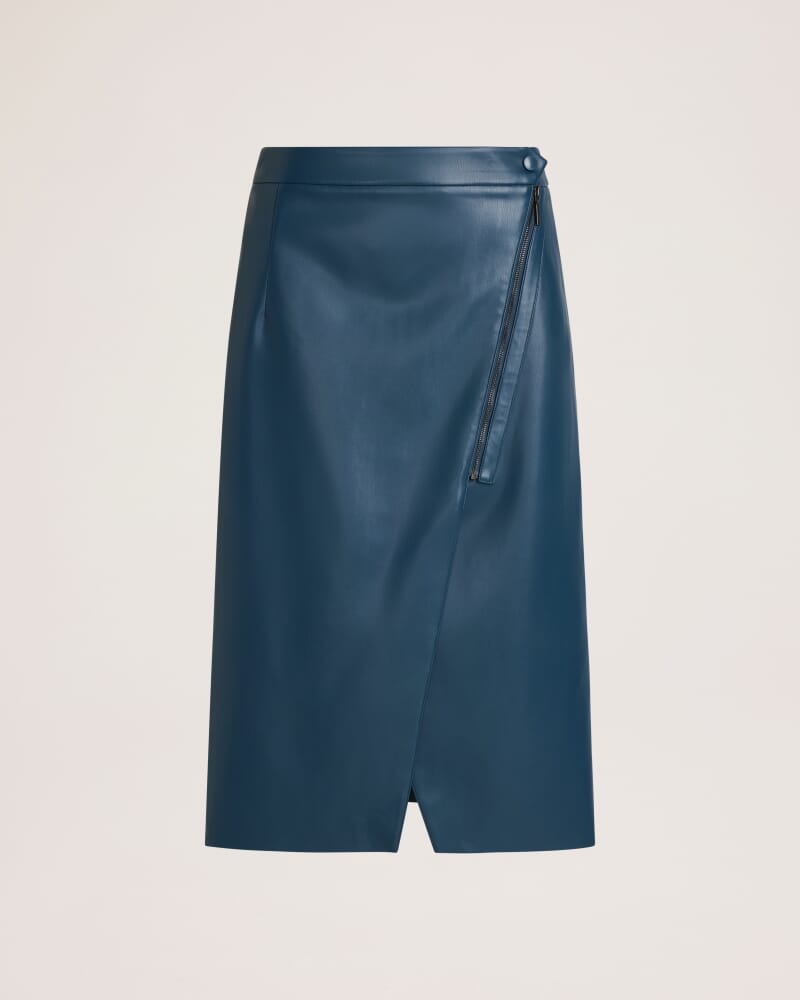 Viv Faux Leather Wrap Skirt in PEACOCK