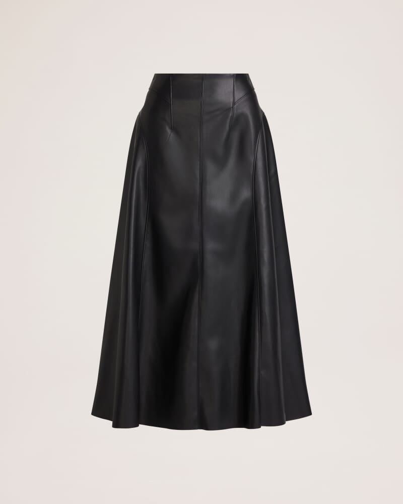 Viv Faux Leather Fluted Skirt in BLACK
