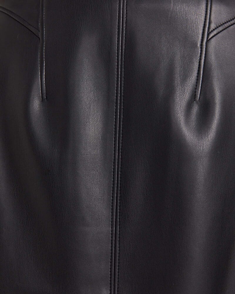 Viv Faux Leather Fluted Skirt in BLACK